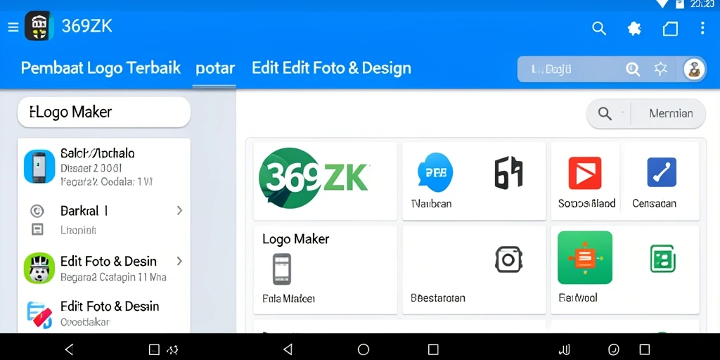 Tampilan antarmuka aplikasi 369ZK yang intuitif untuk membuat logo.
