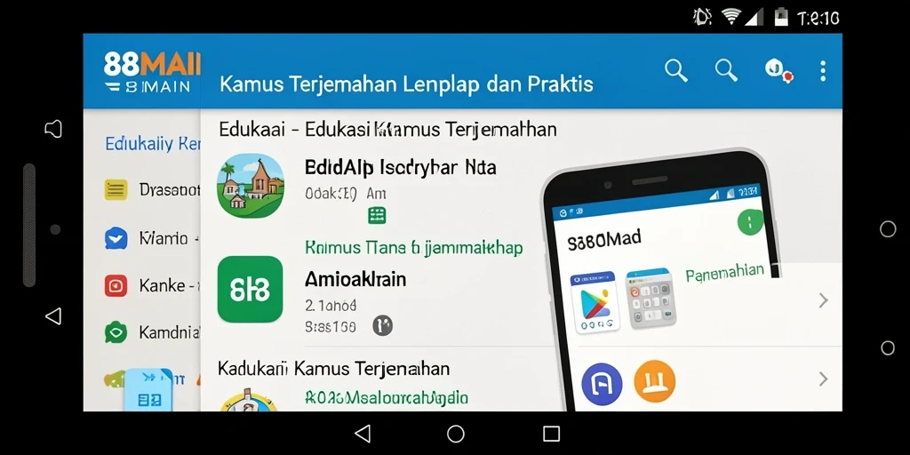 Antarmuka pengguna sederhana dari 88MAIN dengan berbagai fungsi Kamus Terjemahan.