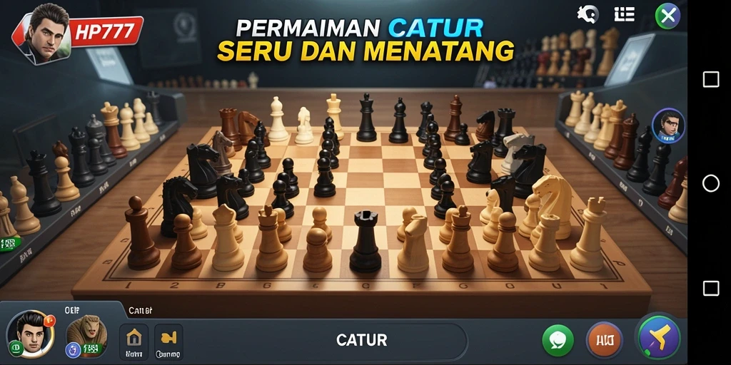 Screenshot HP777 menampilkan antarmuka permainan Catur yang elegan.