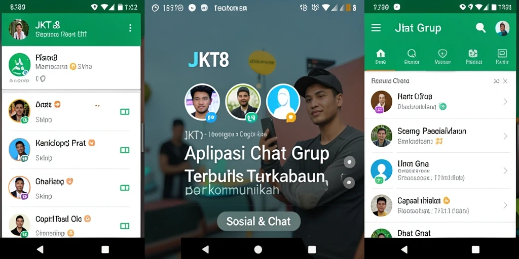 Tampilan antarmuka JKT8 dengan fitur Chat Grup yang mudah digunakan.