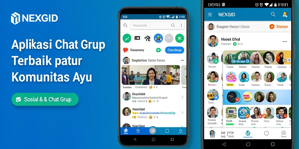 Antarmuka aplikasi NEXGID yang menarik dan fungsional untuk Chat Grup.