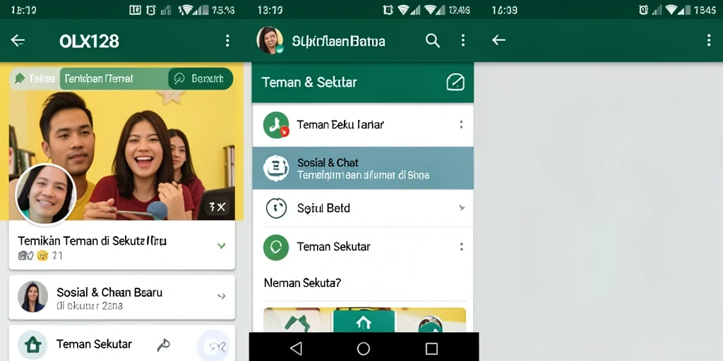 Tampilan antarmuka OLX128 yang memudahkan menjelajahi teman sekitar.