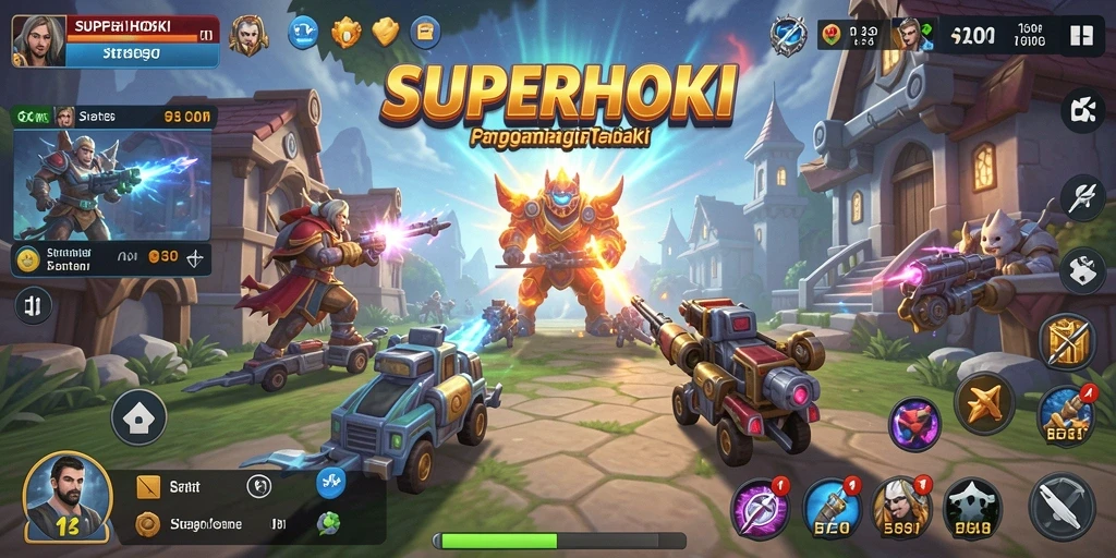 Screenshot utama SUPERHOKI menunjukkan gameplay strategi yang mendebarkan.